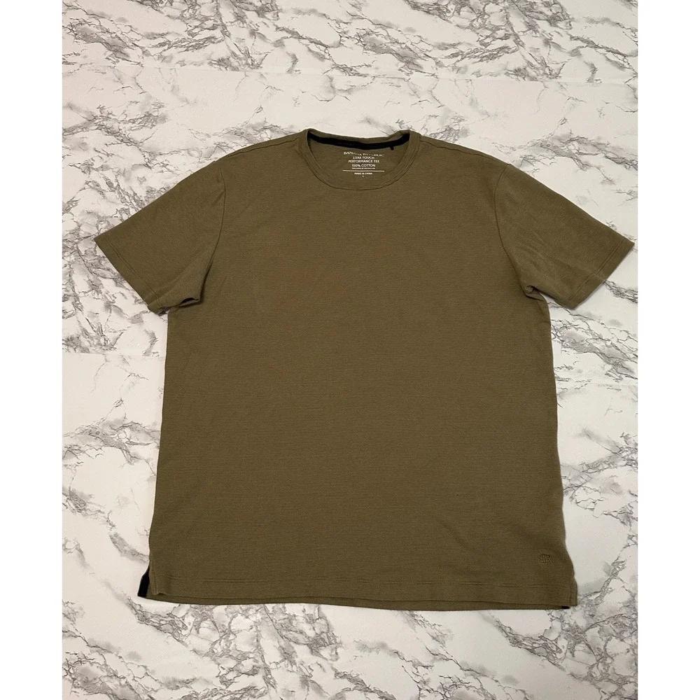 Banana Republic Luxe Touch Performance Tee Olive Green Ribbed Mens Size L Lot 2